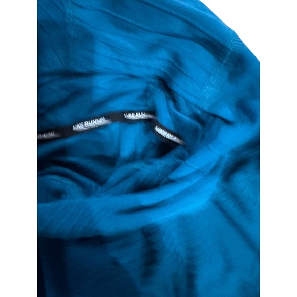 Nike Dri-Fit Running Pullover Hoodie Size M Thumbholes Teal Blue Athletic Top - Picture 5 of 6